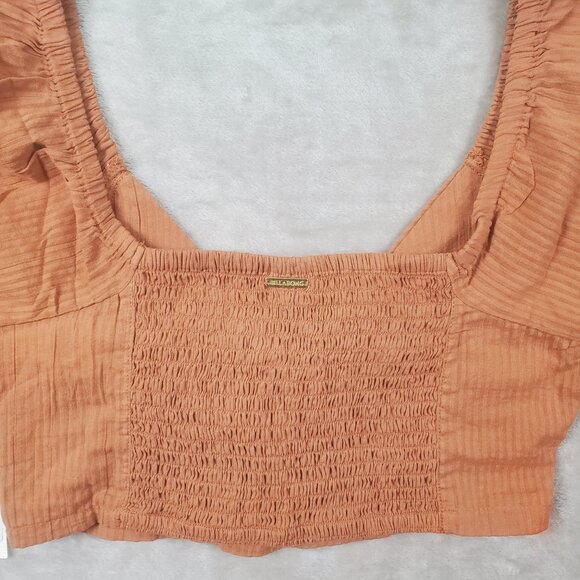 NWT Billabong del Sole Top Puff sleeve Burnt Orange, size Large - Picture 5 of 13
